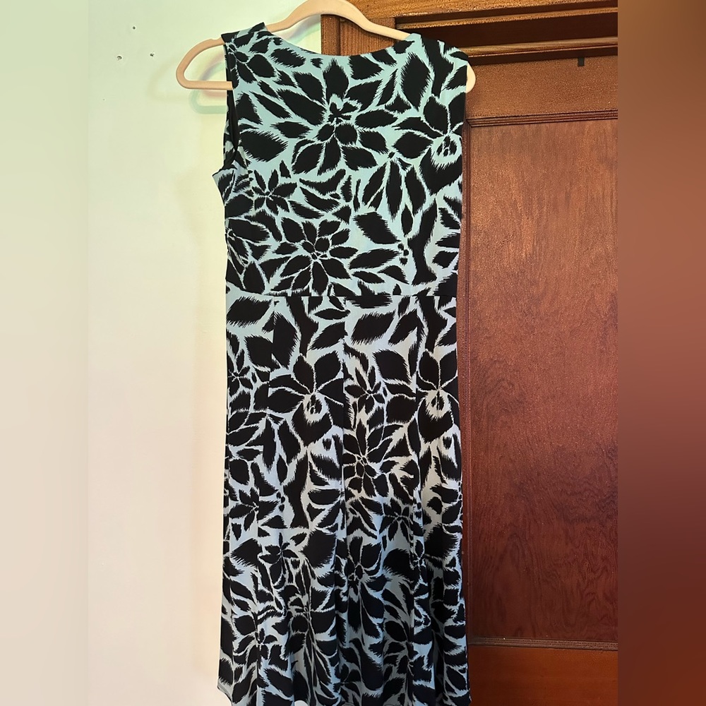 Designer Blue and black flower print dress